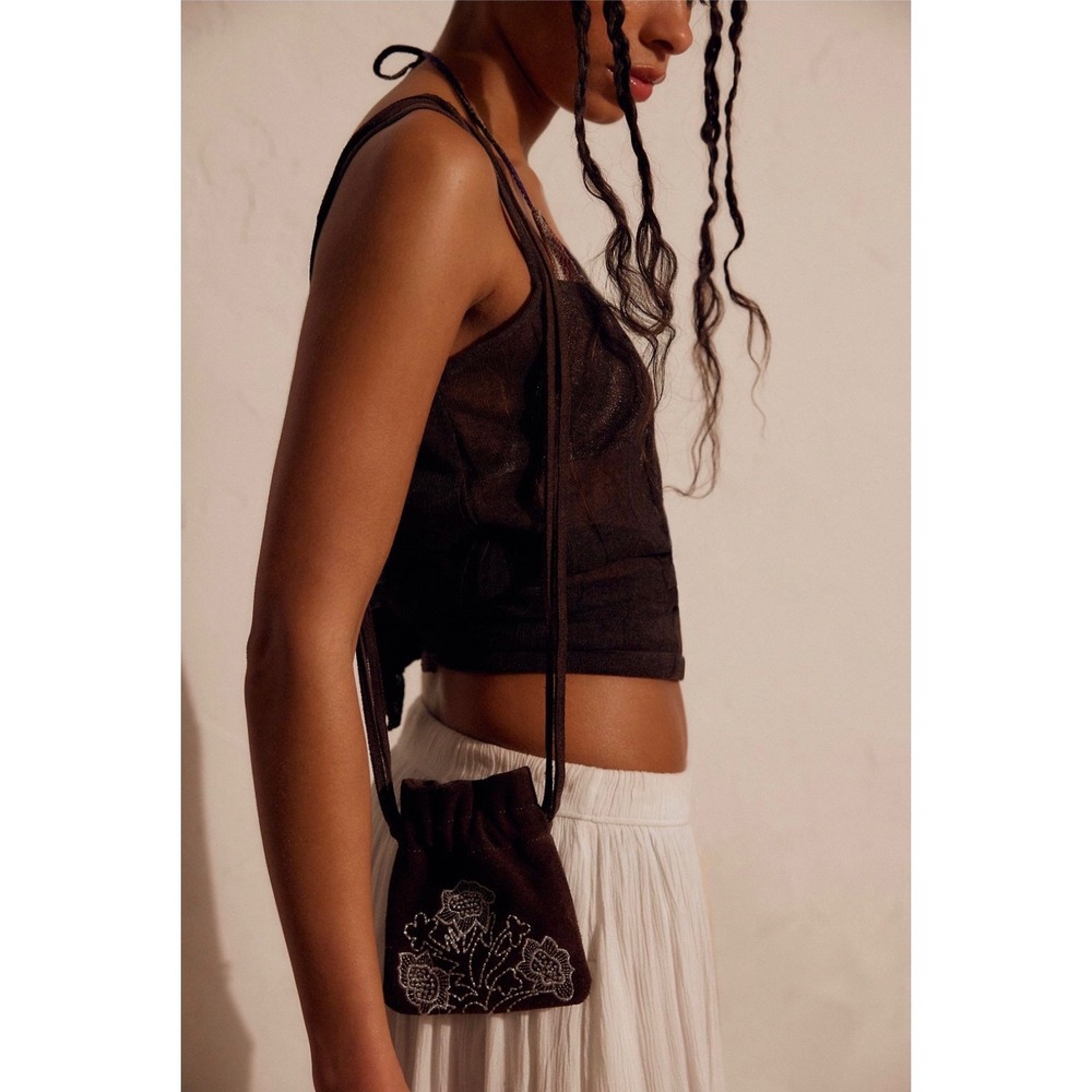 Free People Eden Mini Pouch Espresso Brown New NWT Boho